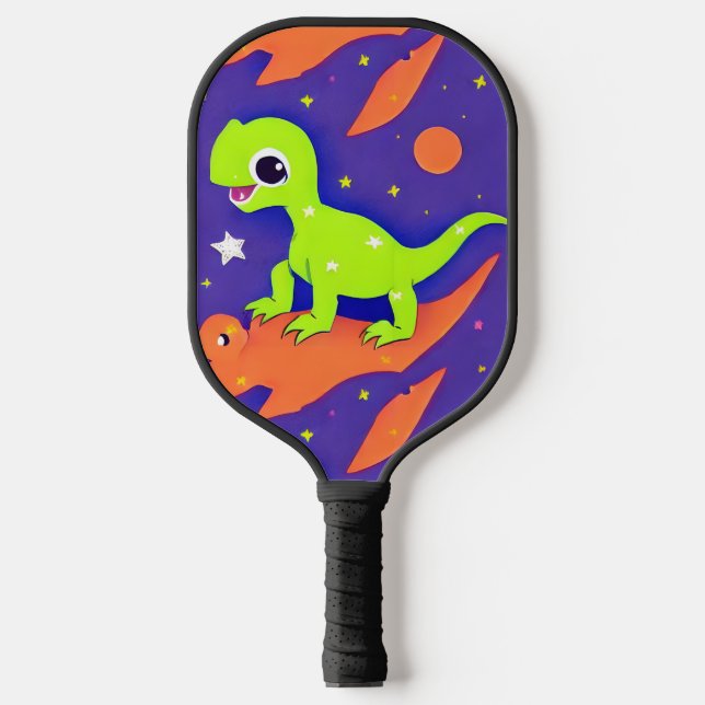 Palas De Pickleball Dinosaurio verde dulce y adorable (Anverso)