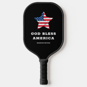 Palas De Pickleball Dios bendiga a Estados Unidos   Estrella y nombre 