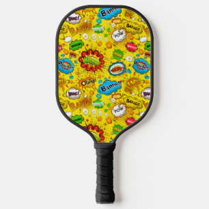Palas De Pickleball Discurso cómico divertido retro burbuja patrón sin