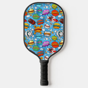 Palas De Pickleball Discurso de historietas retro burbuja patrón sin p