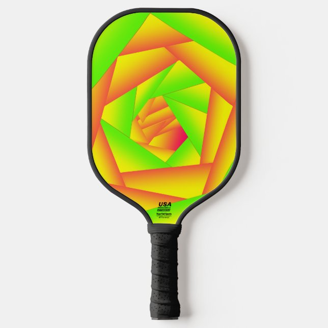 Palas De Pickleball Diseño abstracto de ómbre amarillo del Naranja ver (Anverso)