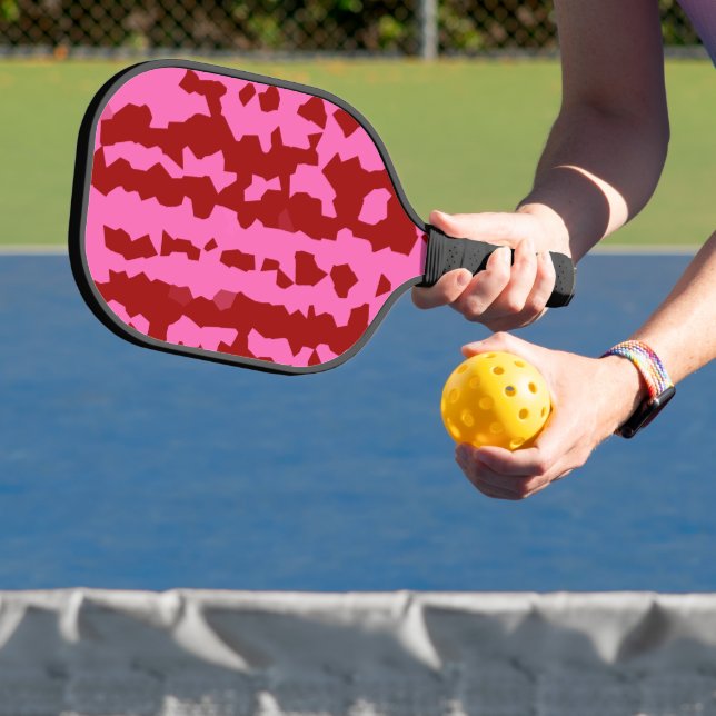 Palas De Pickleball Diseño abstracto irregular rosa granate rojo (in situ)