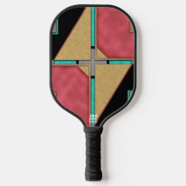 Palas De Pickleball Diseño Art Déco Ciberpunk Rojo, Dorado, Turquesa