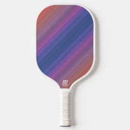 Palas De Pickleball Diseño de arte abstracto con rayas azules y morada