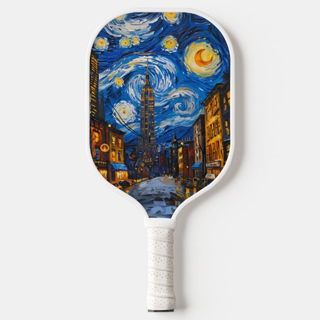 Palas De Pickleball Diseño de arte estilo Van Gogh en Nueva York (Anverso)