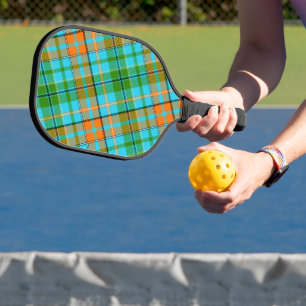 Palas De Pickleball Diseño de cuadros escoceses azul naranja verde