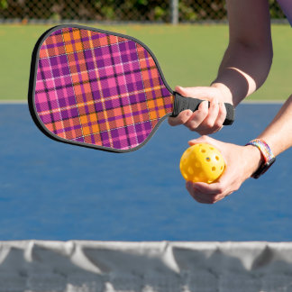Palas De Pickleball Diseño de cuadros escoceses naranja rosa púrpura