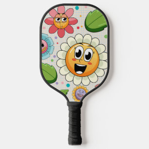 Palas De Pickleball Diseño de fondo inmaculado con flores coloridas