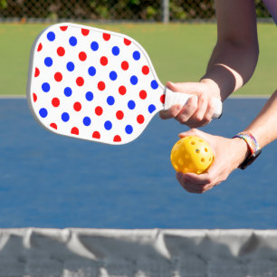 Palas De Pickleball Diseño de lunares blancos rojos y azules