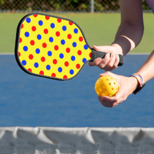 Palas De Pickleball Diseño de lunares rojos y azules amarillos