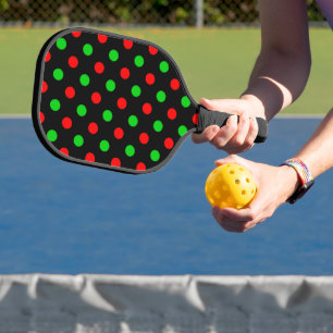 Palas De Pickleball Diseño de lunares rojos y verdes negros 