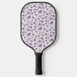 Palas De Pickleball Diseño de patrón botánico de flor silvestre púrpur