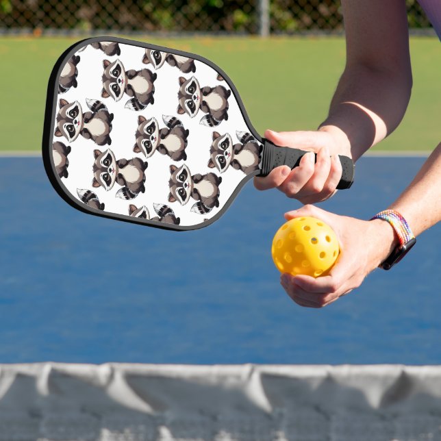 Palas De Pickleball Diseño de patrón de mapache blanco (in situ)