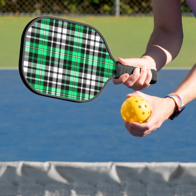 Palas De Pickleball Diseño de patrón de tartán a cuadros verde negro b (in situ)