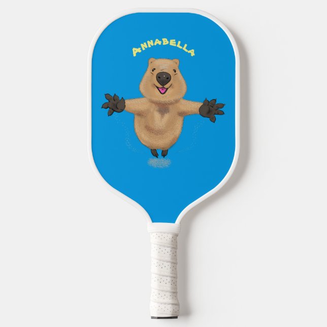Palas De Pickleball Diseño de personalizados de quokka saltando feliz (Anverso)