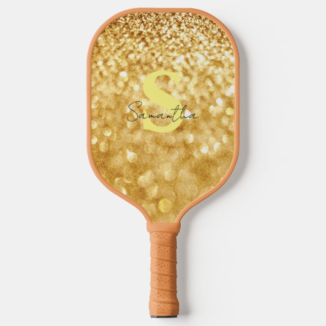 Palas De Pickleball Diseño de purpurina dorado Elegante y elegante nom (Anverso)