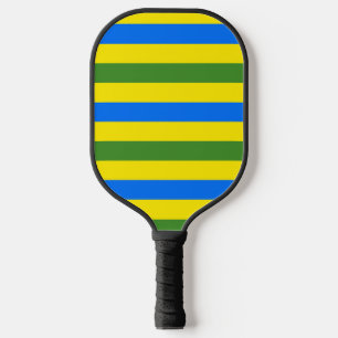 Palas De Pickleball Diseño de rayas azules verdes y amarillas