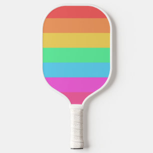 Palas De Pickleball Diseño de rayas de colores de arcoíris pastel