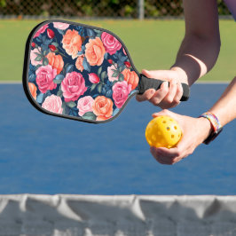Palas De Pickleball Diseño del patrón de Rosas de Naranja rosado rojo