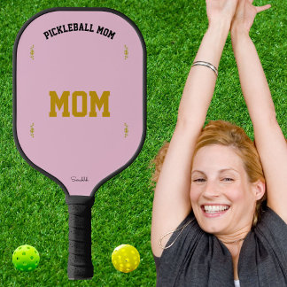 Palas De Pickleball Diseño elegante deportivo rosa con nombre de mamá