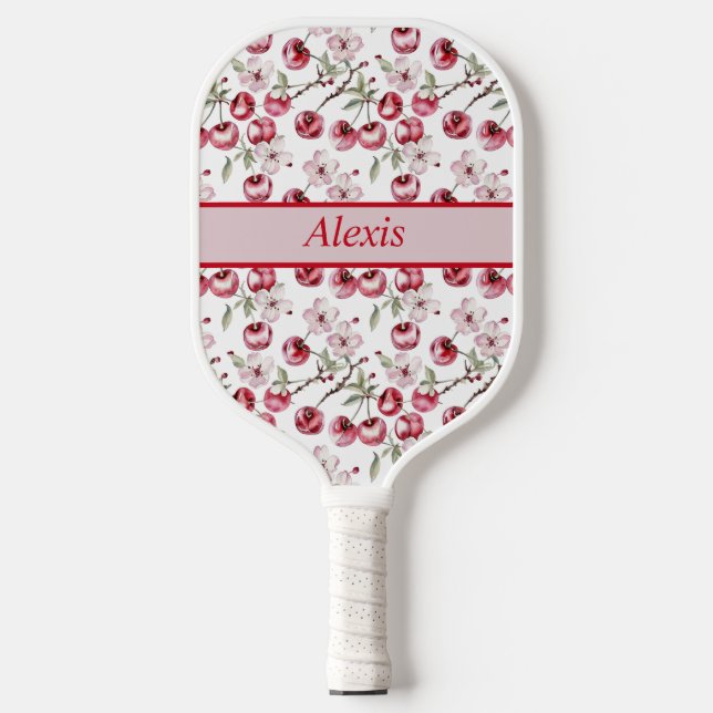 Palas De Pickleball Diseño floral elegante de cerezo personalizado (Anverso)
