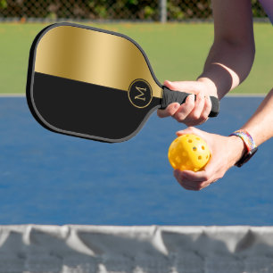 Palas De Pickleball Diseño geométrico de pantalla dividida en negro y 