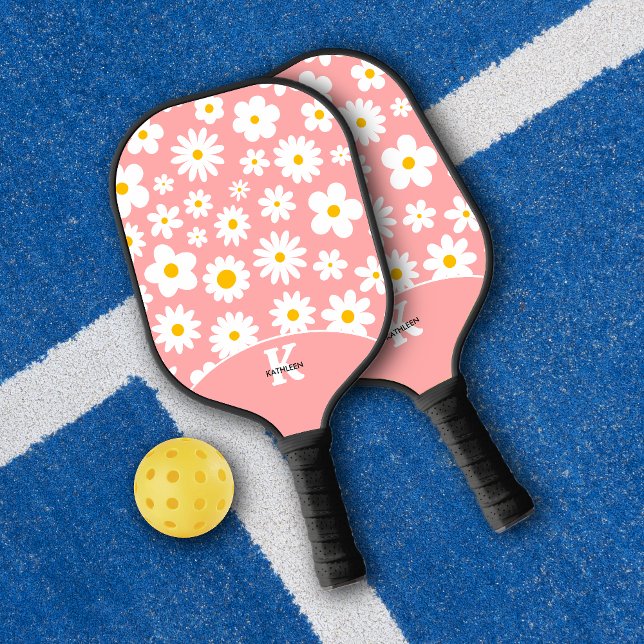 Palas De Pickleball Diseño gráfico plano moderno de margarita rosa (Subido por el creador)