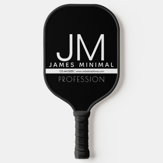 Palas De Pickleball Diseño minimo profesional moderno | Blanco y negro (Anverso)