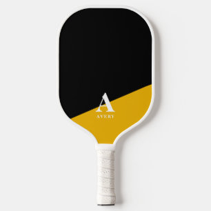 Palas De Pickleball Diseño negro amarillo juvenil personalizado trendy