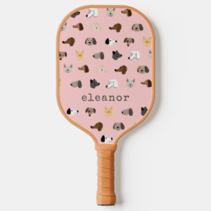 Palas De Pickleball Diversión de nombre personalizado rosado para perr