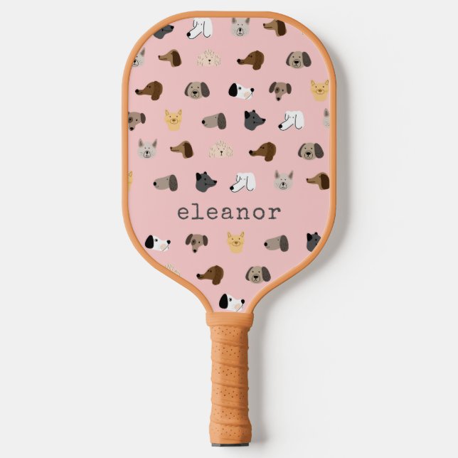 Palas De Pickleball Diversión de nombre personalizado rosado para perr (Anverso)