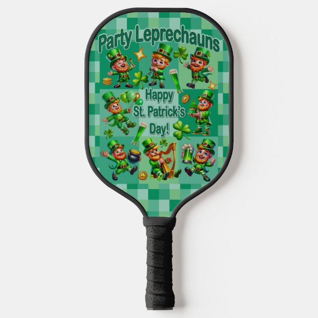 Palas De Pickleball Diversión de San Patricio Adorable "Fiesta Leprech (Anverso)