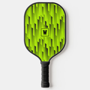 Palas De Pickleball Diversión moderna neón verde abstracto rayas geomé