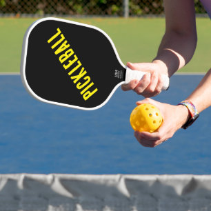Palas De Pickleball Diversión Negrita 90s Amarillo Brillante Texto Dia