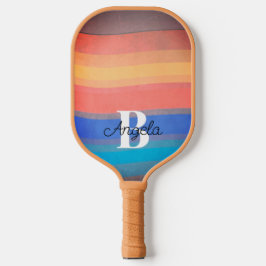 Palas De Pickleball divertidas rayas coloreadas estilo retro agregar m
