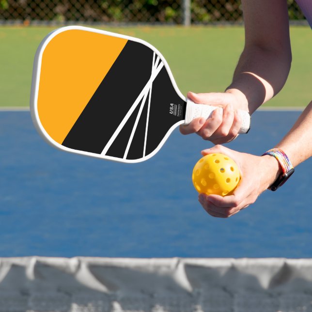 Palas De Pickleball Divertido amarillo dorado negro rayas blancas bloq (in situ)