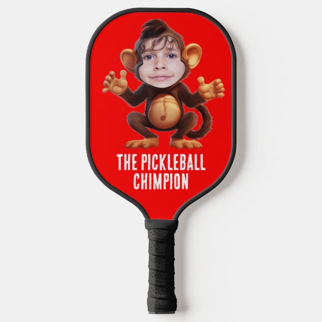 Palas De Pickleball Divertido AÑADIR TU FICHA Campeón De Mono Chimpanc (Anverso)