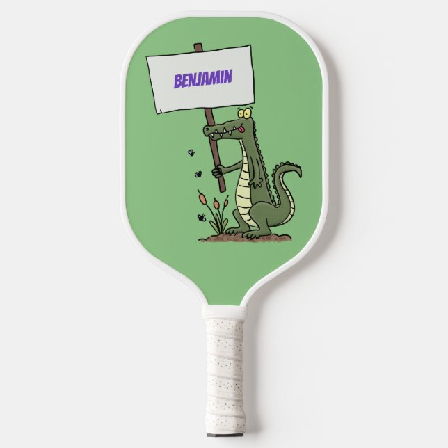 Palas De Pickleball Divertido cocodrilo alineador con personalizado de (Anverso)