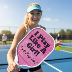 Palas De Pickleball Divertido juego rosa y negro como un Chica
