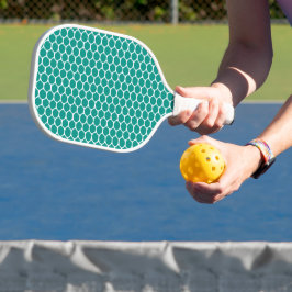 Palas De Pickleball Divertido patrón de panal ovalado blanco y turques