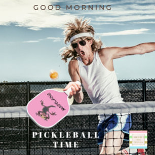 Palas De Pickleball Divertido sorprendido Gecko Pink