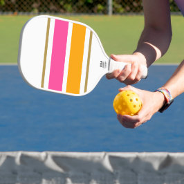 Palas De Pickleball Diviértete Anchas Rayas Rosadas Brillantes Amarill