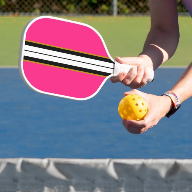 Palas De Pickleball Diviértete Caramelo Rosa Negro Blanco Rayas Vertic (in situ)