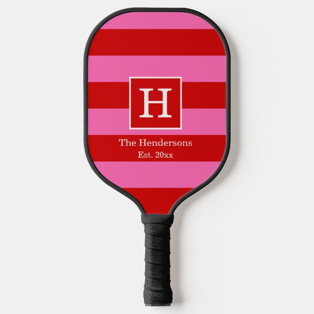 Palas De Pickleball DIY BG Strike Frame Name Monograma Red SV Hot Pink (Anverso)