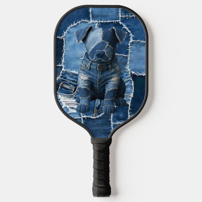 Palas De Pickleball Dog Patchwork Art Denim (Anverso)