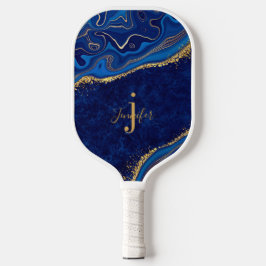Palas De Pickleball Dorado Blue Custom Name Monograma Paddle de bolas 