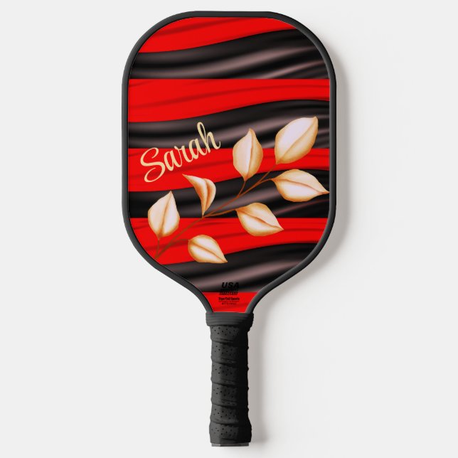 Palas De Pickleball Dorado personalizado con rojo y negro (Anverso)