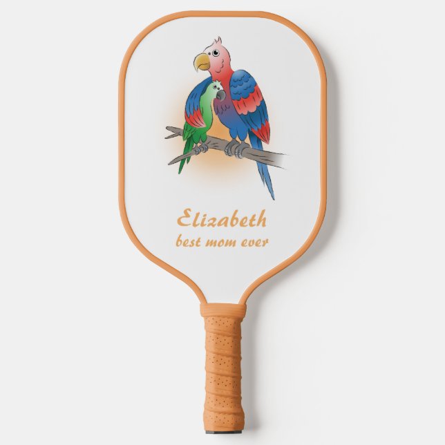Palas De Pickleball Dos Loros Feliz Día de las Madres (Anverso)