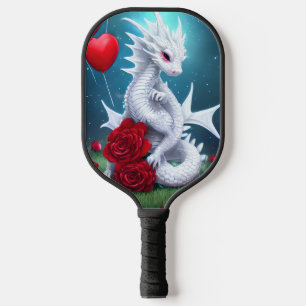 Palas De Pickleball Dragón de amor de San Valentín blanco