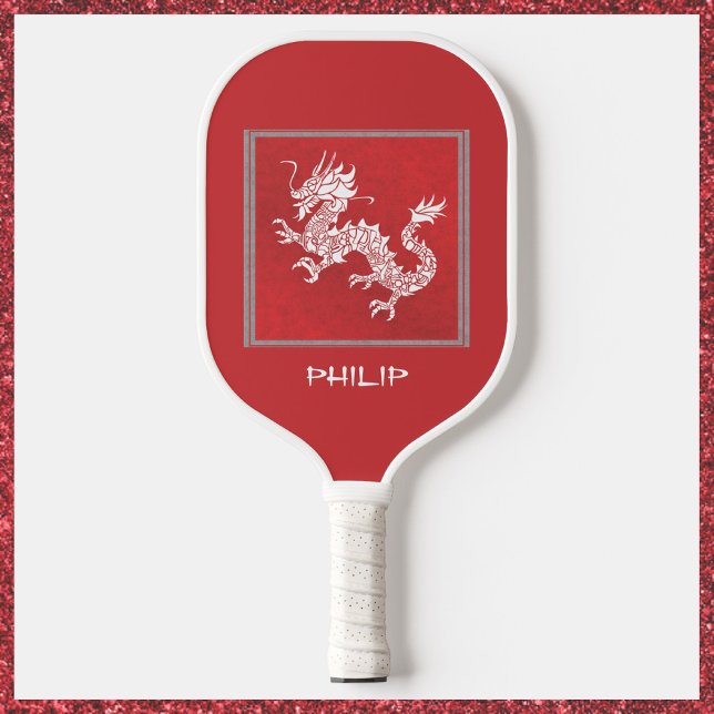 Palas De Pickleball Dragón rojo y blanco llamativo (Subido por el creador)